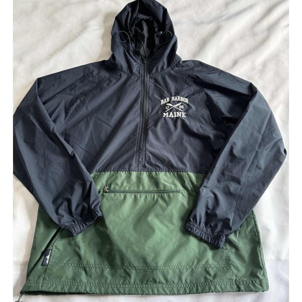 Charles River Bar Harbor Maine Men's Blue Green Pullover Windbreaker Lge
